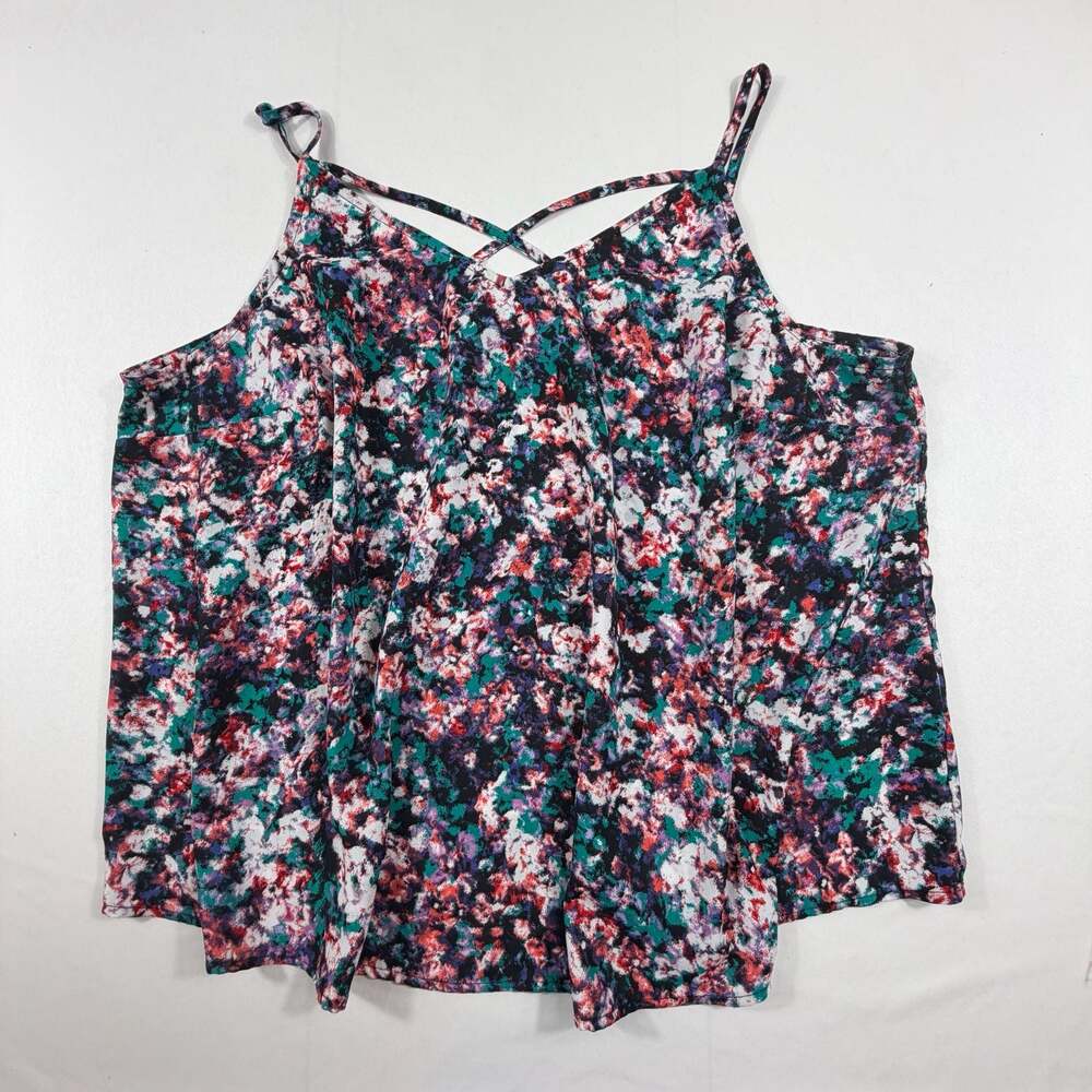 Boutique Plus Size 2X Floral Print Camisole Tank Top Spaghetti Strap
